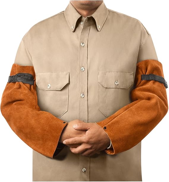 Steiner 92180 Sleeves, Weld-Rite Premium Brown Split Cowhide, 18-Inch