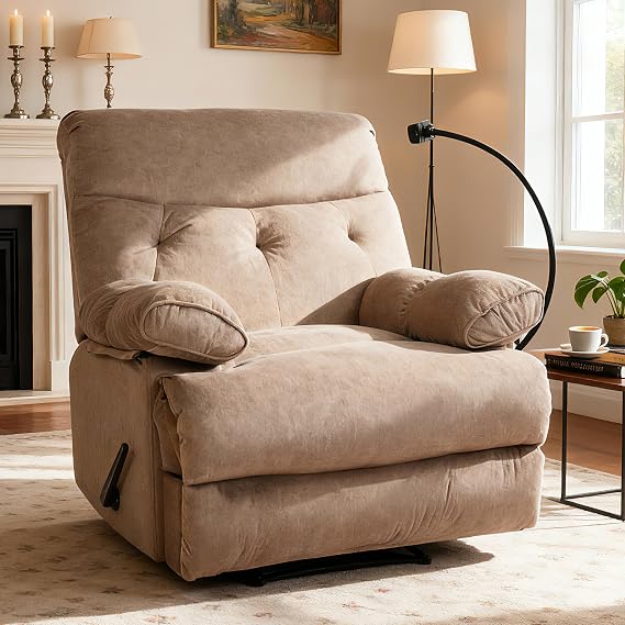 Oversized Recliner Chairs, Manual Extra Wide Recliner Chair for Big Mans Adults 400lbs, Large Recliners Single Reclining Sofa Chair for Living Room, RV, Brown