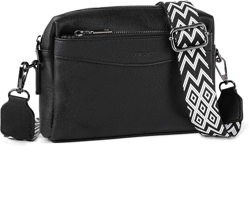 TANTOMI Small Crossbody Bags for Women, Triple Zip Crossbody Purse Cell Phone Shoulder Bag Handbags with Adjustable Strap