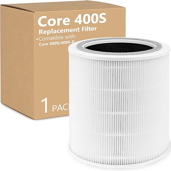 Core 400S 交換用フィルター LEVOIT Core 400S、Core 400S-P、Core 400S-RF Smart WiFi空気清浄機、3イン1 True HEPA活性炭フィルターLRF-C401S-WUS、1パック、ホワイト