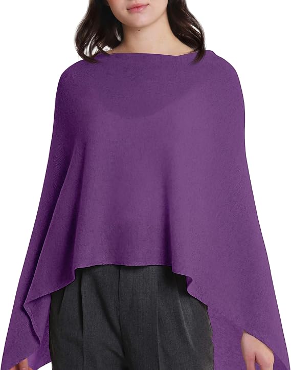 InCashmere 100% Pure Cashmere Women Poncho Sweater - Lightweight Warm Knitted Shawl Wrap - All Year Round Dress Topper Gift