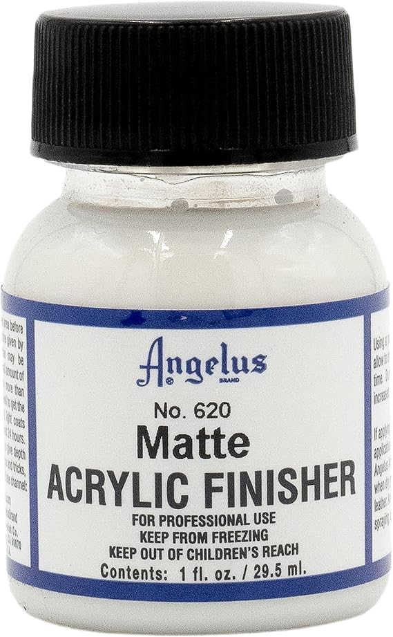 Angelus Matte Acrylic Finisher 1 fl oz Flexible Clear Coat for Leather Shoes, Bags, Jackets & Accessories, Matte Acrylic Sealer Varnish for Leather Craft & Restoration. No. 620