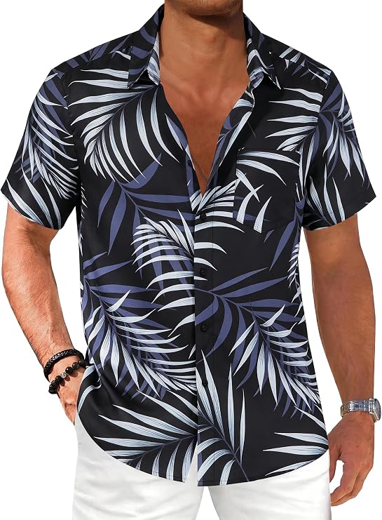 Comdecevis Men's Hawaiian Floral Shirts Button Down Shirts, S - 5XL