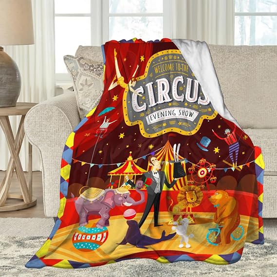 Animal Circus Soft Blanket All Season Throw Blanket Fleece Blankets Bed Sofa 50"x40"