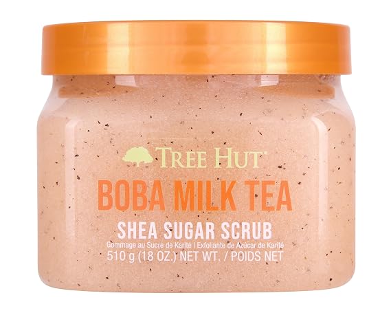 Tree Hut Boba Milk Tea Shea Sugar Scrub | Exfoliating Scrub Removes Dry Skin for a Soft & Natural Glow | Limited Edition | Vegan, Free of Parabens, Formaldehyde Donors, Sulfates | 18 fl oz.