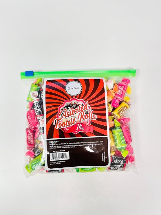 Assorted Tootsie Rolls, Soft Chewy Candy, Resealable Bag (1LB)
