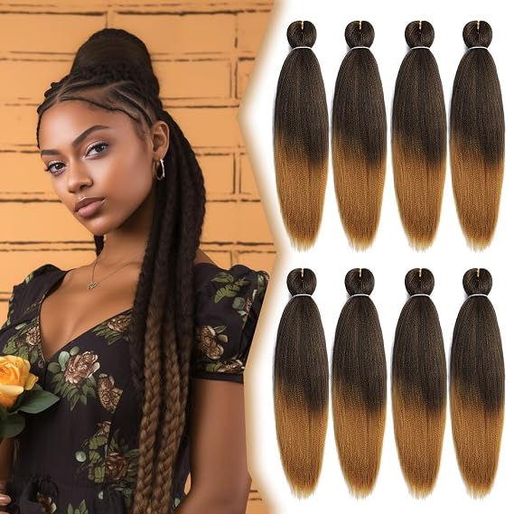 Abellee Pre Stretched Braiding Hair 20, 8Packs Braiding Hair Pre Stretched for black Women, Synthetic for Crochet Braids Hair (20" 8 Packs, N-1B/30)