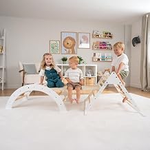 Active Tots 3in1 Wooden Pikler Set Toddler Climbing Frame with Triangle Arch and Slide Indoor Montessori Play Gym for Balance Coordination and Active Play 18 Months+