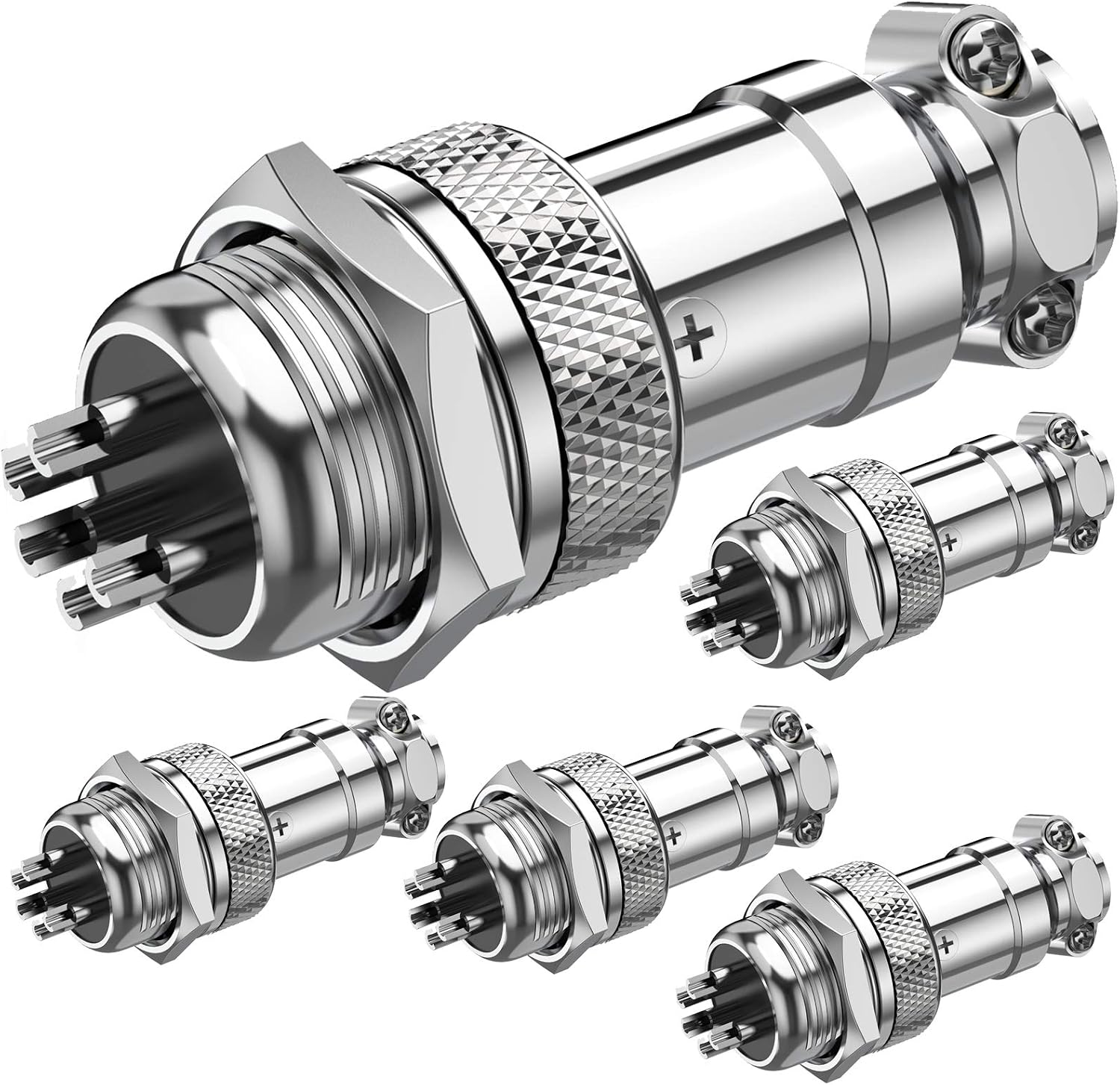 GX16 5 Pins Panel Metal Mount Circular Metal Aviation Connector Adapter Male Female Plug Socket 5 Pcs