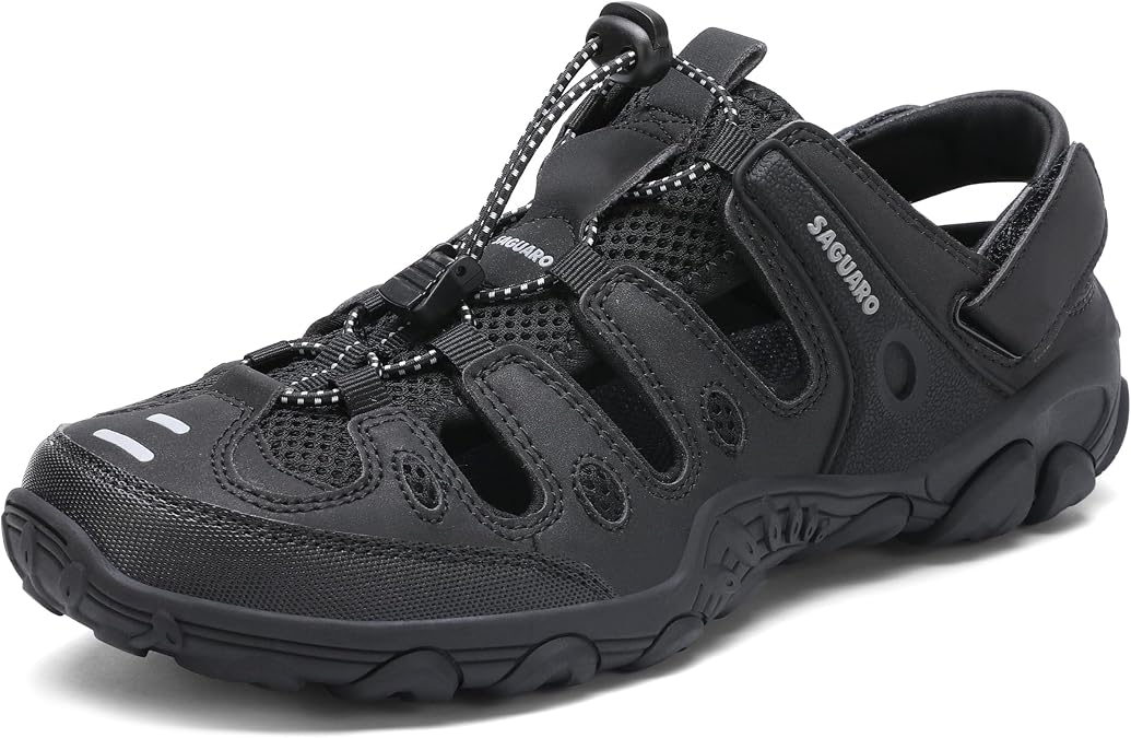 SAGUARO Men's Sport Sandals Adjustable Strap Closed Toe Outdoor Hiking Sandal Beach Water Shoes