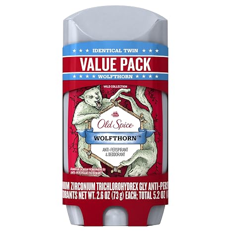 Old Spice Wild Collection Invisible Solid Anti-Perspirant and Deodorant, Wolfthorn Scent - 2.6 Oz Ea, 2 Count