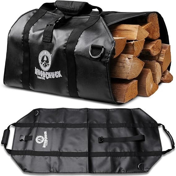 Fireside Outdoor Woodchuck Vinyl Firewood Sling - Firewood Carrier, Log Carrier for Firewood, Fire Wood Carrier Tote, Wood Carrier for Firewood Bag, Wood Carrying Bag, Firewood Carry Bag, Log Tote