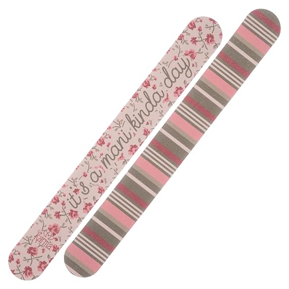 Karma, Colorful Emery Board Double-Sided, 180/120 Grit Nail Files, Roses