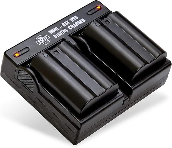 BM Premium 2-Pack EN-EL15B Batteries & Dual Bay Charger for Nikon Cameras | Compatible with Nikon Z6, Z7, D780, D850, D7500, 1 V1, D500, D600, D610, D750, D800, D800E, D810, D7000, D7100, D7200 cameras