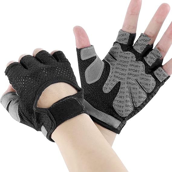 Weight Lifting Gloves for Men Women Gym Half-Finger Glove with Anti Slip Palm Hand Protection for Workout Training, Fitness, Hanging, Pull up, Cycling, Exercise