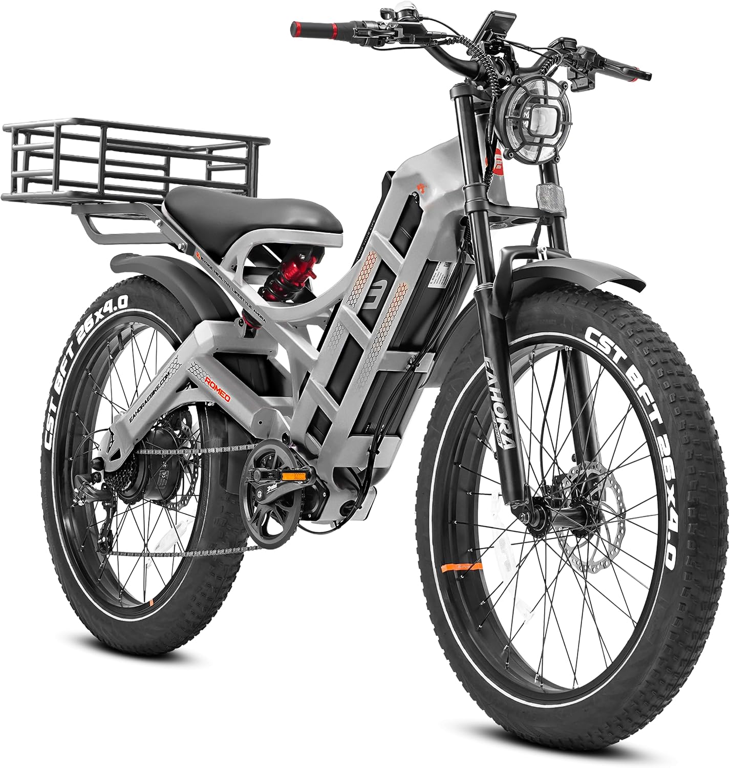 eAhora 2025 Romeo Pro ⅡRomeo Pro 4000W1600W, 46 MPH Dual Motor Electric Bike for Adults, 70Ah Long Range 100-200 Miles Ebikes, 26 Fat Tire Electric Mountain Bike Full Suspension, UL Certified