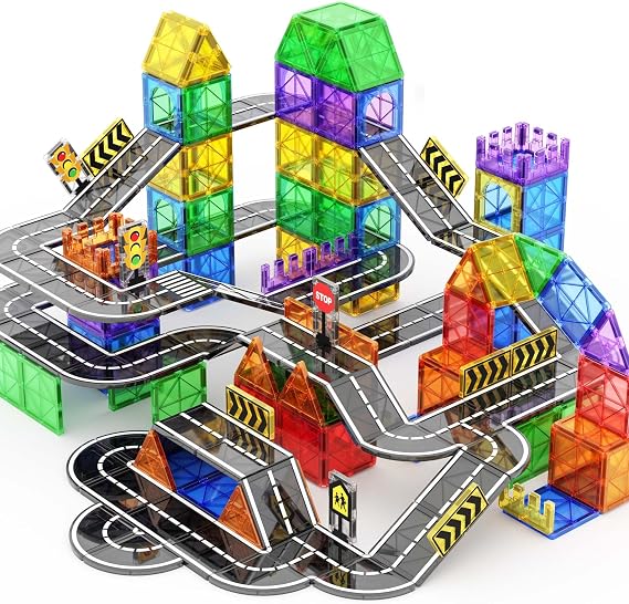 Goodtiles 70PCS Magnetic Tiles Road Set