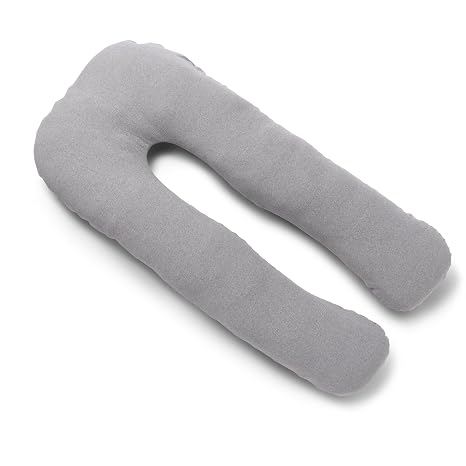 Medline Maternity Body Pillow, Sleep Pillow, U-Shape, Adult Side Sleepers, Full Body Pregnancy Pillow for Safe Sleep, Back, Belly, Leg and Hip Support, Removable Cover, 27"" x 55"", Gray