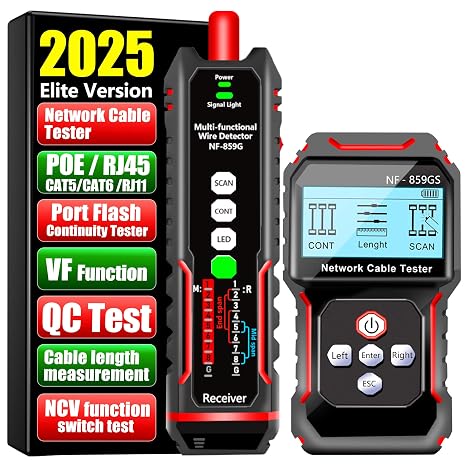 CAT5/CAT6 Ethernet Toner & Cable Tracer,Optic Fiber RJ45 LAN Network Tester