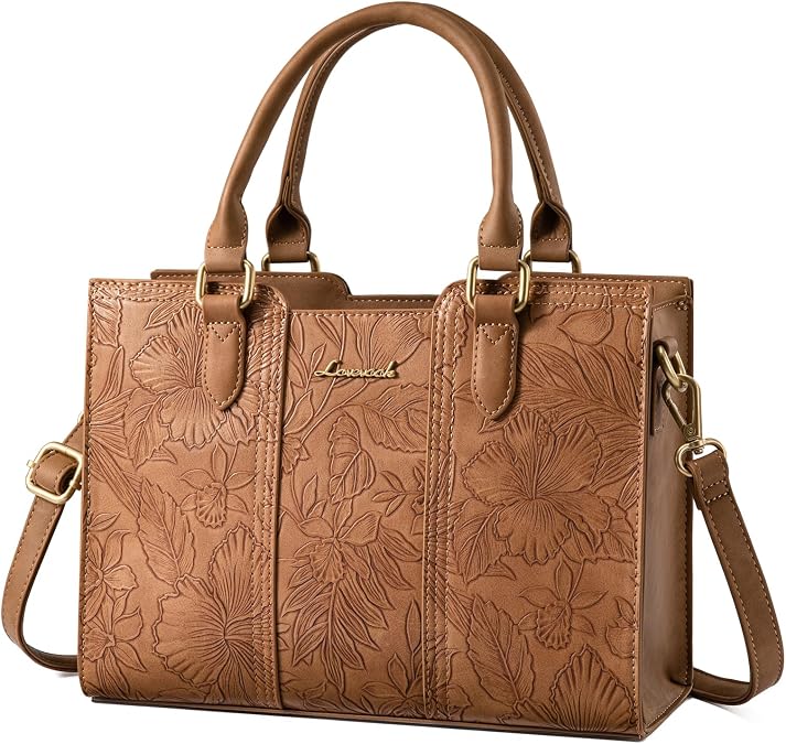 LOVEVOOK Purse for Women, Vintage Leather Shoulder Handbag, Small Ladies Satchel Tote Purse Top Handle Crossbody Bag for Work