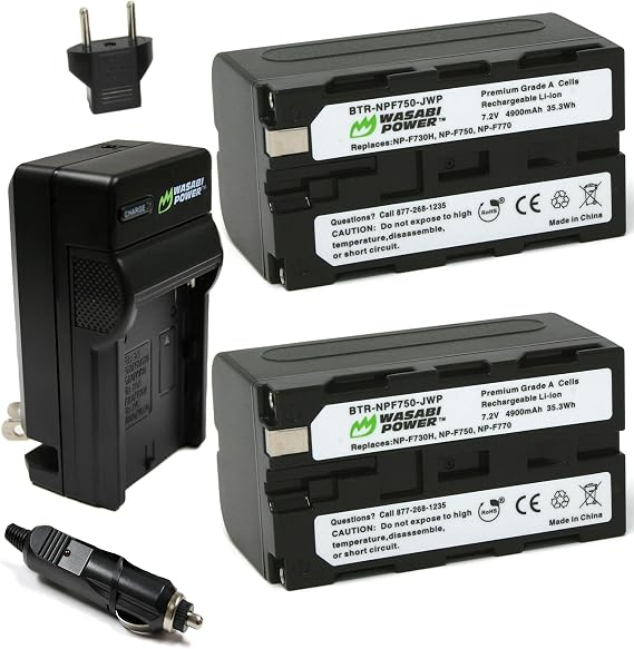 Wasabi Power Battery for Sony NP-F730, NP-F750, NP-F760, NP-F770 (4900mAh) and Sony DCR-VX2100, DSR-PD150, DSR-PD170, FDR-AX1, HDR-AX2000, HDR-FX1, HDR-FX7, HDR-FX1000, HVL-LBPB, HVR-HD1000U and More