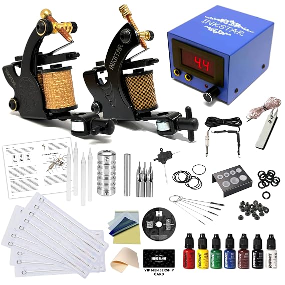 Tattoo Kit w/Traditional Coil Machines - Liner Shader - TKI2CRC7