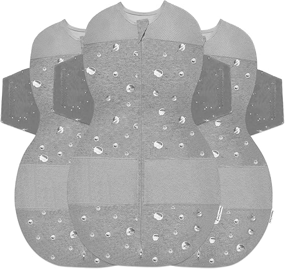 Happiest Baby SNOO Organic Cotton Sleep Sack, 3-Pack Bundle (S, M, L) | Attaches Securely to SNOO Bassinet, Helps Prevent Rolling, GOTS Certified Organic Cotton, Arms-Out Transition, Two-Way Zipper