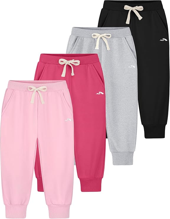 4 Pack Toddler Sweatpants Girls Toddler Kids Pants Jogger Clothes for 2T-6Y