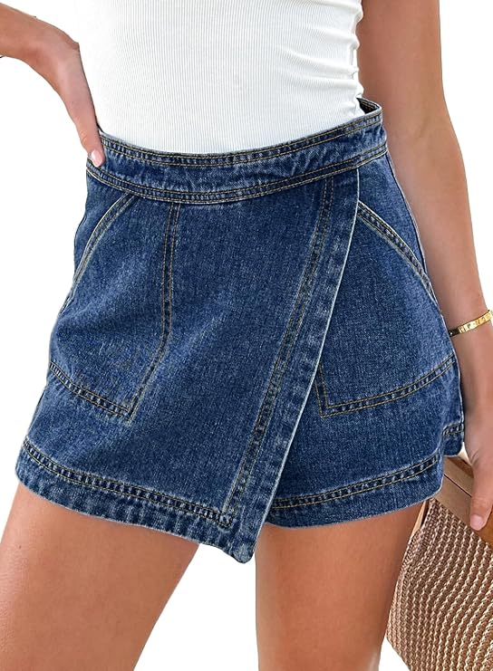 Sidefeel Skorts Skirts for Women Denim Mini Skirt Casual Summer High Waisted Jean Shorts Stretchy