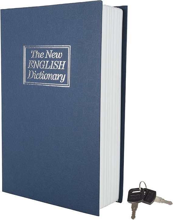 Book Safe with Key - Portable New English Dictionary Hidden Mini Safe Great for Traveling, Storing Money, Jewelry, and Passports by Stalwart (Blue)