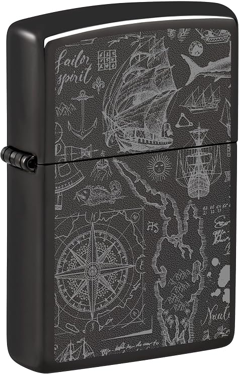 Zippo Lighter: Nautical Design - High Polish Black 46910