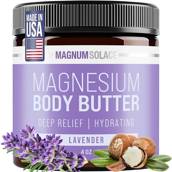 Magnum Solace Magnesium Body Butter - Nighttime Magnesium Cream - Lightly Scented (Lavender)