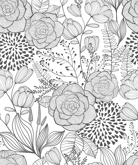 Wudnaye Black and White Peel and Stick Wallpaper for Bathroom 16.9"118"