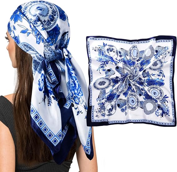 vimate 35" Square Silk Like Head Scarf - Women's Fashion Silk Feeling Scarf for Hair Wrapping and Sleeping at Night.