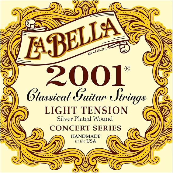 La Bella 2001 Light Tension Silver-Plated wound Classical Guitar Strings - 028-041