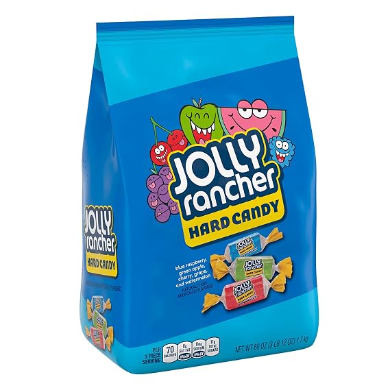 JOLLY RANCHER Assorted Fruit Flavored Hard, Individually Wrapped Hard Candy Bulk Bag, 60 oz
