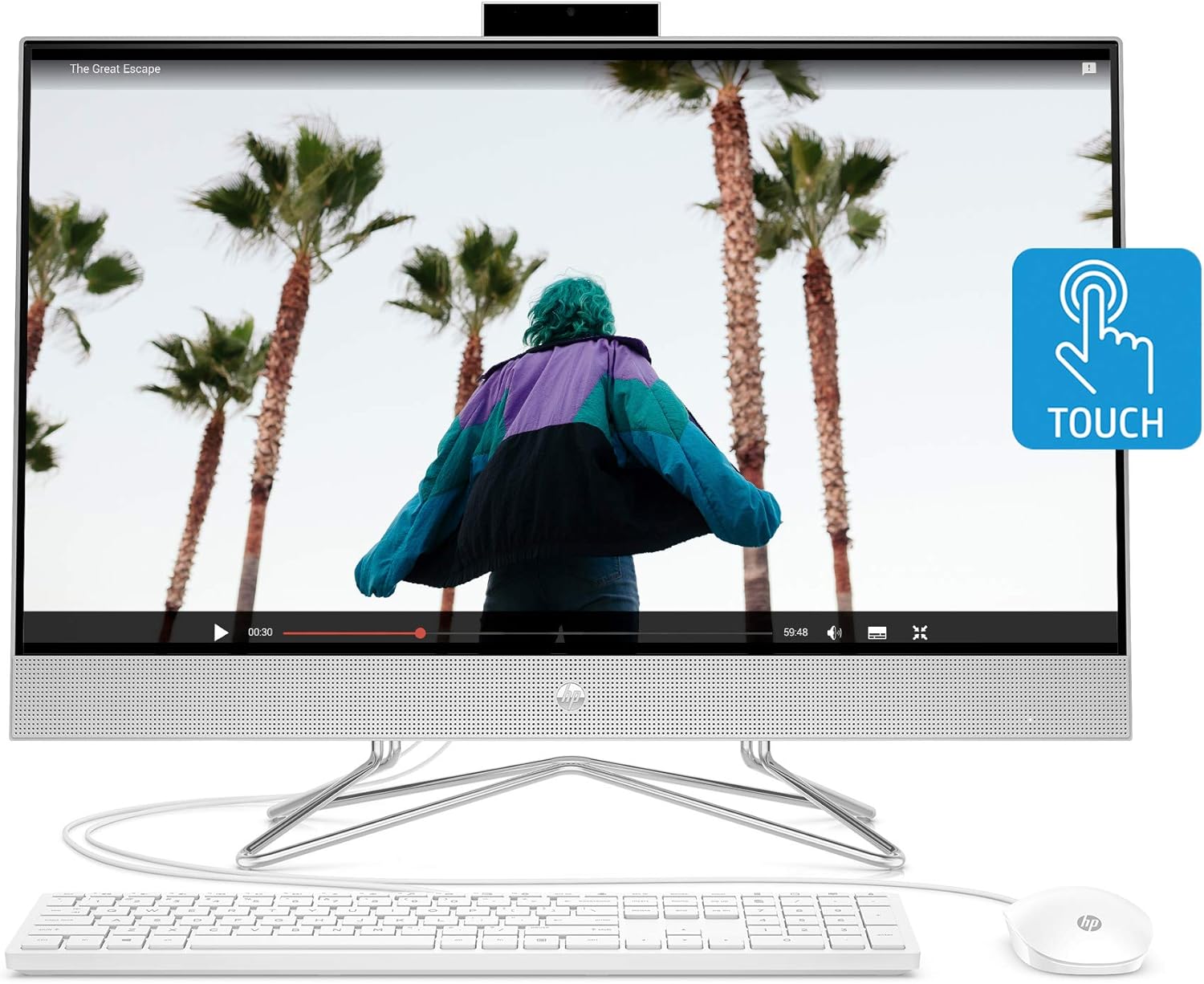 HP 27-inch Touchscreen All-in-One Desktop Computer, AMD Ryzen 5 4500U Processor,16 GB RAM, 512 GB SSD, Windows 10 Home 27-dp0160, Silver