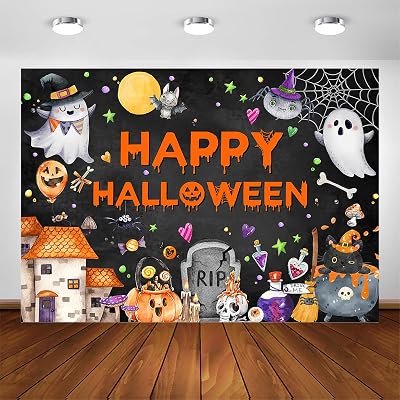 Avezano Happy Halloween Backdrop Halloween Party Decorations Banner Trick or Treat Photo Backdrops for Kids Outdoor Photoshoot Background 8x6ft