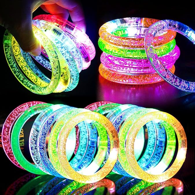 20 Pack LED Light Up Bracelets Glow in The Dark Party Supplies,Colorful Flashing Bracelet Light Up Toys Birthday Gifts Goodie Bags Fillers Pool Party Favors Toys Classroom Back to School Halloween