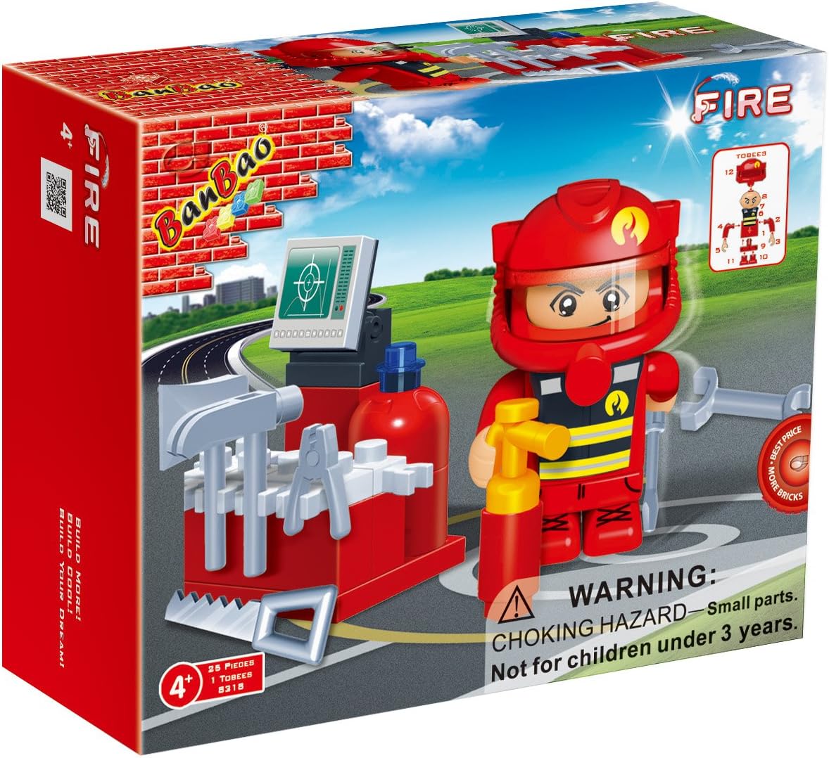 Fireman Toy Building Set, 25-Piece