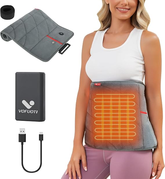 Portable Heating Pad with Battery, Weighted Heating Pad with 3 Heat Levels, Electric Cordless Heat Pad for Back, Neck, Shoulder, Abdomen, Leg, 12"x24", Indoor & Outdoor Travel, Gifts for Women Men