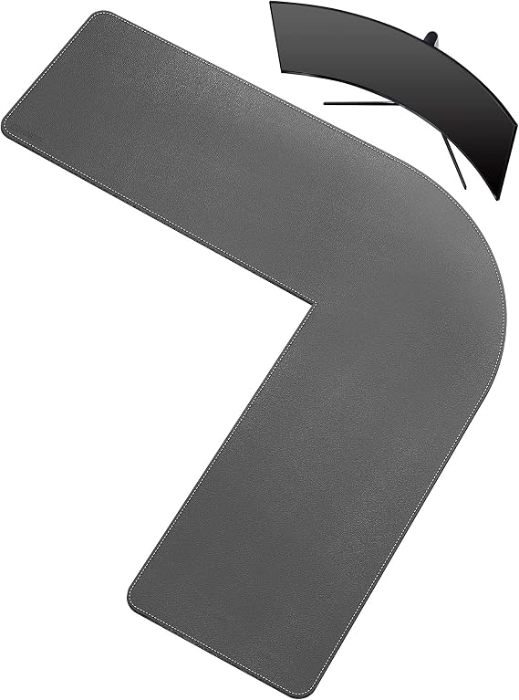 CENNBIE L Shaped Desk Pad, (51"+ 51") x16 Corner Leather Desk Pad,l Shaped Desk Gaming mat,Waterproof l Shaped Leather Mouse pad,Home Office Accessories Corner Desk Mat(Grey)