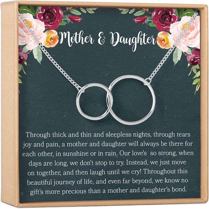 Dear Ava Infinity Necklace for Mother and Daughter | Sterling Silver Gifts for Women and Girls | Modern Jewelry Pendant with Heartfelt Card | Adjustable Necklaces for Birthday Holiday or Mother's Day