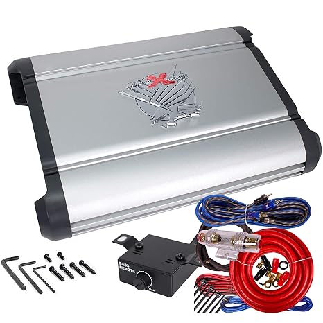 Audio System ST5000.1 Monoblock Car Amplifier - 5000 Watt Amplifier 1/2/4 Ohm Stable Class A/B Mosfet Power Supply Remote Subwoofer Control Subwoofer Amplifier Red Amplifier Kit Bundle