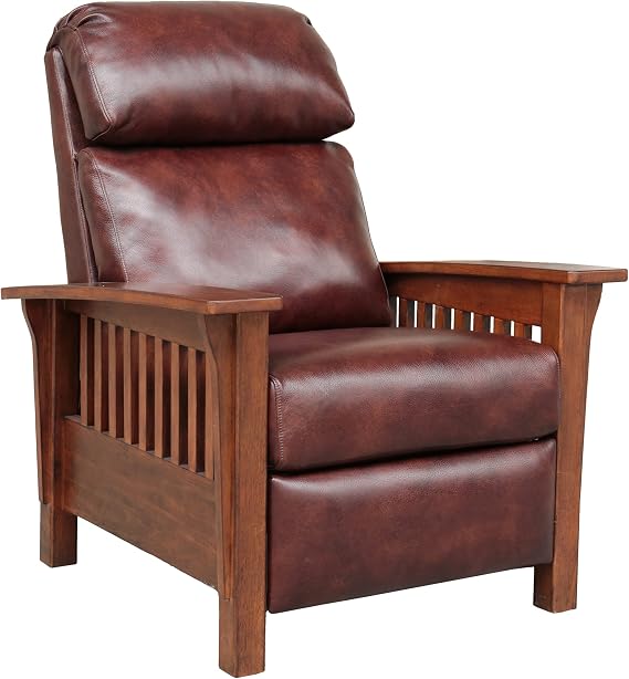 BarcaLounger Mission 7-3323 (Craftsman) All Leather Push Back Manual Recliner Chair - 5702-87 Wenlock Fudge All Leather