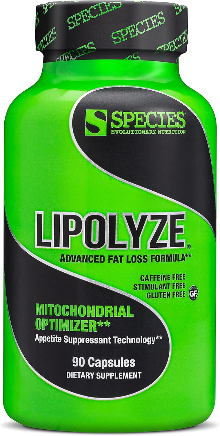 Species Nutrition Lipolyze Stimulant Free Fat Burner, Appetite Suppressant with Green Tea Extract, African Mango & Alpha Lipoic Acid, Advanced Fat Loss Formula, Gluten Free Caps, Daytime, 90 Count