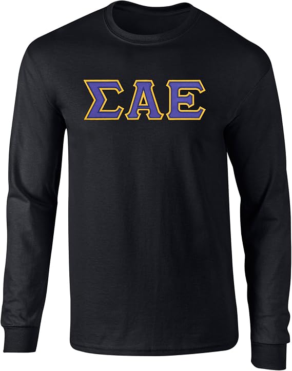 Fashion Greek Sigma Alpha Epsilon Twill Letter Long Sleeve Tee