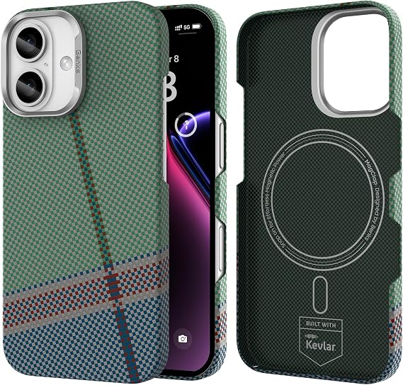 BENKS for iPhone 16 Plus Case Compatible with Magsafe, [PassionGreen ArmorAir] Built with Dupont Kevlar 1500D Aramid, Ultra Slim & Lightweight iPhone 16 Plus Minimalist Case
