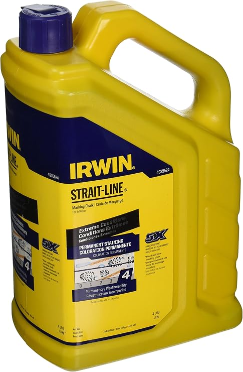 IRWIN Tools STRAIT-LINE Permanent Staining Marking Chalk, Indigo Blue, 4 lb (4935524)