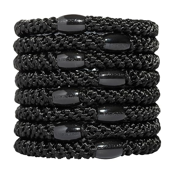L. Erickson Grab & Go Ponytail Holders, Black, Set of Eight - Exceptionally Secure with Gentle Hold | Exceptionally Secure with Gentle Hold